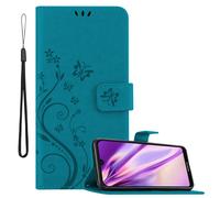cadorabo Coque Compatible avec Honor 8S / Huawei Y5 2019 en Bleu Floral - Housse Protection en Design de Fleur avec Fermoire Magnétique, Stand Horizontal et 3 Fentes Cartes - Etui Poche Case Cover