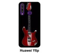 Coque Pour Huawei Y6p - Guitare Red - Silicone - Noir