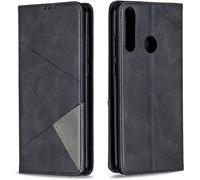 Coque Pour Huawei Y6p, Housse Portefeuille En Cuir Etui De Protection Avec Slim Tpu Silicone Bumper Antichoc Magnétique Flip Case, Porte Cartes Avec Fonction Support Cover (Noir)[Hou993454]