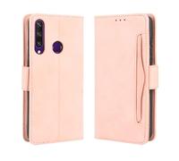 Coque pour Huawei Y6P,Retro magnétique Flip Case,PU Cuir Portefeuille Conception avec Fentes pour Cartes Amovibles -Pink