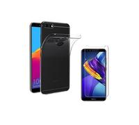 PHONILLICO Coque Huawei Y7 Prime 2018 + Verre Trempé Film Protection Ecran - Housse Etui Gel TPU Silicone Transparent Souple Ultra Mince Anti Choc - Vitre Ultra Resistant Anti Rayure Dureté 9H