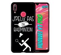 Coque Pour Huawei Y7 Pro 2019 - J Peux Pas J Ai Badminton 2 - Noir