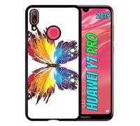 Coque Pour Huawei Y7 Pro 2019 - Papillon Multicolor - Noir