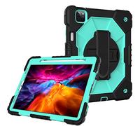 Coque pour iPad 10,2" iPad 9e/8e/7e génération - Qualité Militaire - Résistante aux Chocs - en Silicone coloré - avec dragonne rotative à 360° - Menthe