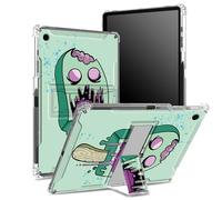 Coque pour iPad 10,2" (modèle 2021/2020/2019, génération 9/8/7) avec porte-crayon, dos transparent avec crème glacée zombie, protection des coins, coque antichoc avec béquille rigide