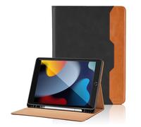 Coque pour iPad 10.2 Pouces Modèle 2021/2020/2019, 9ème/8ème/7ème Génération PU Cuir Cover Tablette Housse de Protection Auto Réveil/Sommeil, Multi-Angle Étui avec Pencil Holder - Noir