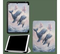 Coque pour iPad 10e Gén 10,9" 2022, Étui avec Coque Arrière TPU Souple à Rabat,Réveil/Sommeil Auto Baleine Volante Contes Fées Fantastique Animaux-Bleu