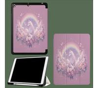 Coque pour iPad 10e Gén 10,9" 2022, Étui avec Coque Arrière TPU Souple à Rabat,Réveil/Sommeil Auto Conte De Fées Cheval Dessins Animés Animaux-Rose