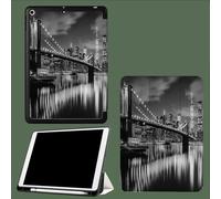 Coque pour iPad 10e Gén 10,9" 2022, Étui avec Coque Arrière TPU Souple à Rabat,Réveil/Sommeil Auto Horizon La Ville New York Bâtiment Pont-Gris Foncé