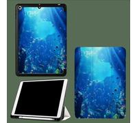 Coque pour iPad 10e Gén 10,9" 2022, Étui avec Coque Arrière TPU Souple à Rabat,Réveil/Sommeil Auto Mer Profonde Corail Poissons Tropicaux-Bleu