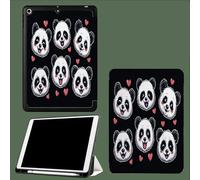 Coque pour iPad 10e Gén 10,9" 2022, Étui avec Coque Arrière TPU Souple à Rabat,Réveil/Sommeil Auto Tête De Panda Mignon Animaux Amour-Noir
