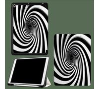Coque pour iPad 10e Gén 10,9" 2022, Étui avec Coque Arrière TPU Souple à Rabat,Réveil/Sommeil Auto Tourbillon Rayures Illusion D'Optique Géométrie-Blanc