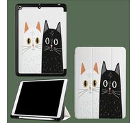 Coque pour iPad 10ème Génération 10,9 Pouces 2022, Housse Ultra Fin Étui de Protection avec Fonction Veille/Réveil Automatique pour iPad 10 Chat Dessin Animé Minimaliste Lignes Animaux-Blanc