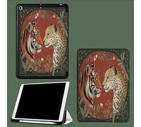 Coque pour iPad 10ème Génération 10,9 Pouces 2022, Housse Ultra Fin Étui de Protection avec Fonction Veille/Réveil Automatique pour iPad 10 Tigre Léopard Animaux Sauvages-Rouge Brique