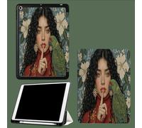 Coque pour iPad 10ème Génération 10,9 Pouces 2022, Housse Ultra Fin Étui de Protection avec Fonction Veille/Réveil Automatique pour iPad 10 Femme Cheveux Bouclés Perroquet Réalisme Portrait-Vert