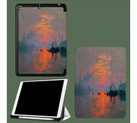 Coque pour iPad 10ème Génération 10,9 Pouces 2022, Housse Ultra Fin Étui de Protection avec Fonction Veille/Réveil Automatique pour iPad 10 Port Industriel Coucher Soleil Bateau-Orange
