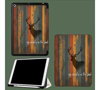 Coque pour iPad 10ème Génération 10,9 Pouces 2022, Housse Ultra Fin Étui de Protection avec Fonction Veille/Réveil Automatique pour iPad 10 Silhouette Tête Cerf Rétro Aspect Bois-Brun Foncé
