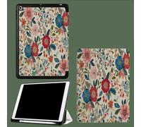 Coque pour iPad 10ème Génération 10,9 Pouces 2022, Housse Ultra Fin Étui de Protection avec Fonction Veille/Réveil Automatique pour iPad 10 Tradition Pétales Feuilles Campagne Floral-Crème
