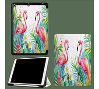 Coque pour iPad 10ème Génération 10,9 Pouces 2022, Housse Ultra Fin Étui de Protection avec Fonction Veille/Réveil Automatique pour iPad 10 Flamant Rose Aquarelle Jungle Tropicale-Vert