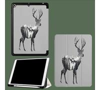 Coque pour iPad 10ème Génération 10,9 Pouces 2022, Housse Ultra Fin Étui de Protection avec Fonction Veille/Réveil Automatique pour iPad 10 Mystérieux Cerf Silhouette Abstrait Montagne-Gris