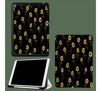 Coque pour iPad 10ème Génération 10,9 Pouces 2022, Housse Ultra Fin Étui de Protection avec Fonction Veille/Réveil Automatique pour iPad 10 Simple Tournesol Vintage Floral Pétales-Noir