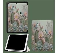 Coque pour iPad 10ème Génération 10,9 Pouces 2022, Housse Ultra Fin Étui de Protection avec Fonction Veille/Réveil Automatique pour iPad 10 Oiseaux Cactus Mignon Illustration-Vert