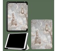 Coque pour iPad 10ème Génération 10,9 Pouces 2022, Housse Ultra Fin Étui de Protection avec Fonction Veille/Réveil Automatique pour iPad 10 Lapin Mignon Hibou des Jeux d'enfants des Animaux-Gris