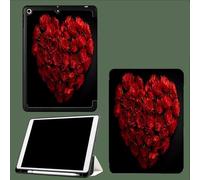 Coque pour iPad 10ème Génération 10,9 Pouces 2022, Housse Ultra Fin Étui de Protection avec Fonction Veille/Réveil Automatique pour iPad 10 Rose en Forme Coeur Romance Amour Fleurs-Rouge