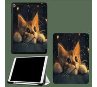 Coque pour iPad 10ème Génération 10,9 Pouces 2022, Housse Ultra Fin Étui de Protection avec Fonction Veille/Réveil Automatique pour iPad 10 Ciel Étoilé Animaux Chat Abstrait-Noir