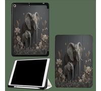 Coque pour iPad 10ème Génération 10,9 Pouces 2022, Housse Ultra Fin Étui de Protection avec Fonction Veille/Réveil Automatique pour iPad 10 Éléphante Et Son Petit Moderne Animaux-Gris