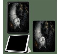 Coque pour iPad 10ème Génération 10,9 Pouces 2022, Housse Ultra Fin Étui de Protection avec Fonction Veille/Réveil Automatique pour iPad 10 Tai Chi Chat Dessin Animé Yin Et Yang Animaux-Noir