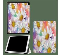 Coque pour iPad 10ème Génération 10,9 Pouces 2022, Housse Ultra Fin Étui de Protection avec Fonction Veille/Réveil Automatique pour iPad 10 Pétales Blancs Marguerite Vintage Floral-Multicolore