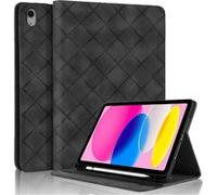 Coque pour iPad 10ème Génération 10,9 Pouces en 2022 Motif Carré Tablette Etui PU Cuir Housse de Protection avec Multi-Angles ZURSANA Noir Noir