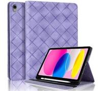 Coque pour iPad 10ème Génération 10,9 Pouces en 2022 Motif Carré Tablette Etui PU Cuir Housse de Protection avec Multi-Angles ZURSANA Violet Violet