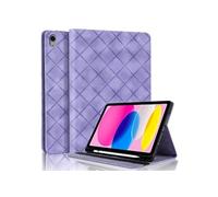 Coque pour iPad 10ème Génération 10,9 Pouces en 2022 Motif Carré Tablette Etui PU Cuir Housse de Protection avec Multi-Angles Violet