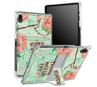 Coque pour iPad 11{^>e<^} génération 2023, iPad 10{^>e<^} génération 2022 11" avec porte-crayon, dos transparent avec citations positives, fleurs, protection des coins, coque antichoc avec béquille