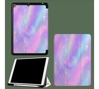 Coque pour iPad 11 génération A16 2025 avec Support Stylet, Support Trifold, Mise en Veille/réveil Automatique, Coque arrière en TPU Flexible Fantaisie Nuages Espace Lumière des Étoiles-Violet