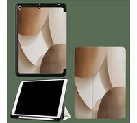 Coque pour iPad 5ème/6ème Génération 2017/2018, Coque Protection pour iPad 9.7 Pouces, Étui Case Fine et Légère en PU Souple Housse Cover, Veille/Réveil Automatique -Beige Géométrique