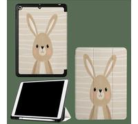 Coque pour iPad 5ème/6ème Génération 2017/2018, Coque Protection pour iPad 9.7 Pouces, Étui Case Fine et Légère en PU Souple Housse Cover, Veille/Réveil Automatique -Lapin Beige