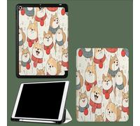 Coque pour iPad 5ème/6ème Génération 2017/2018, Coque Protection pour iPad 9.7 Pouces, Étui Case Fine et Légère en PU Souple Housse Cover, Veille/Réveil Automatique -Shiba Inu Mignon
