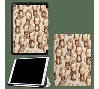 Coque pour iPad 5ème/6ème Génération 2017/2018, Coque Protection pour iPad 9.7 Pouces, Étui Case Fine et Légère en PU Souple Housse Cover, Veille/Réveil Automatique -Singes De Dessins Animés