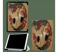 Coque pour iPad 5ème/6ème Génération 2017/2018, Coque Protection pour iPad 9.7 Pouces, Étui Case Fine et Légère en PU Souple Housse Cover, Veille/Réveil Automatique -Branche De Grue Pin