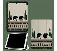Coque pour iPad 5ème/6ème Génération 2017/2018, Coque Protection pour iPad 9.7 Pouces, Étui Case Fine et Légère en PU Souple Housse Cover, Veille/Réveil Automatique -Ours Pin