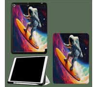 Coque pour iPad 6ème/5ème Génération 9.7 Pouces 2018/2017, Etui Mince et Léger Housse Arrière Support Protecteur Sommeil/Réveil Automatique Astronaute Dessin Animé Ciel Étoilé-Rouge