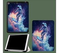 Coque pour iPad 6ème/5ème Génération 9.7 Pouces 2018/2017, Etui Mince et Léger Housse Arrière Support Protecteur Sommeil/Réveil Automatique Ciel Étoilé Astronaute Surf-Bleu