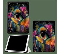 Coque pour iPad 6ème/5ème Génération 9.7 Pouces 2018/2017, Etui Mince et Léger Housse Arrière Support Protecteur Sommeil/Réveil Automatique Psychédélique Yeux Ciel Étoilé Graffitis-Bleu