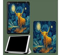 Coque pour iPad 6ème/5ème Génération 9.7 Pouces 2018/2017, Etui Mince et Léger Housse Arrière Support Protecteur Sommeil/Réveil Automatique Ciel Étoilé Taureau Abstrait Animal Ondulation-Bleu