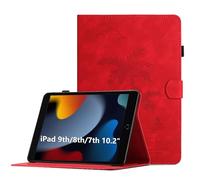 Coque pour iPad 8th Gen / 7th Gen/iPad Pro 10.5" / iPad Air 3rd Gen, Housse de Protection Multi-Angles Étui en Cuir PU avec Fente pour Carte, Auto Réveil/Sommeil, Rouge