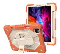 Coque pour iPad 9,7" (modèle 2018/2017, 6e/5e génération) - Qualité Militaire - Coque de Protection intégrale en Silicone coloré - Support Rotatif - Dragonne - Orange