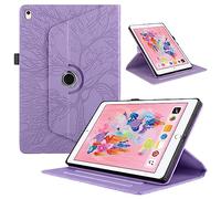 Coque pour iPad 9.7 Pouces 2017/2018 5ème /6ème Génération, iPad Air 1/2, Etui Premium Cuir PU Rotatif à 360 Antichoc Degrés Flip Case Cover Fonction Support Housse - Violet